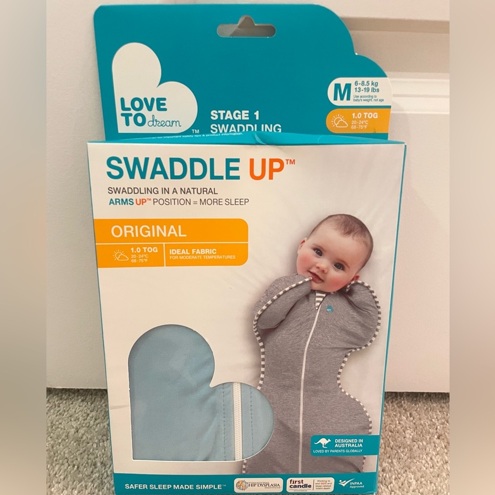 NWT Love To Dream Blue Swaddle Up